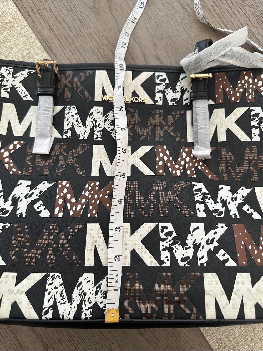 Michael Kors Black, Brown & White Logo Print Tote - Picture 9 of 10